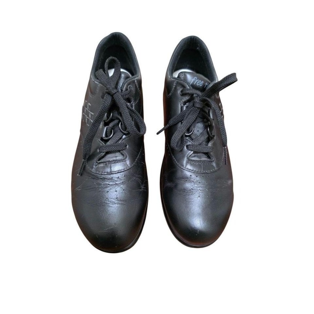 SAS Free Time Walking Shoes Womens 8.5M Black Leather Lace Up Comfort Sneakers